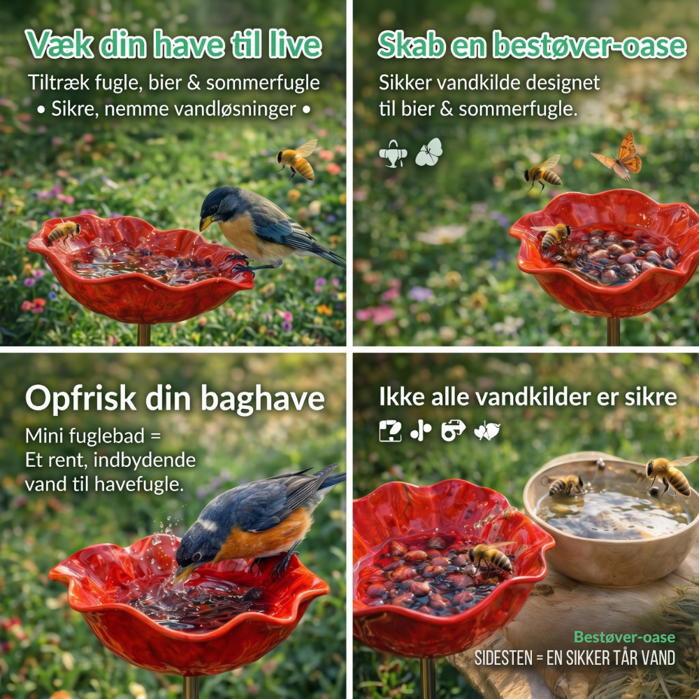 FugleFryd Oase™  - Fuglebad & Vandstation til Haven